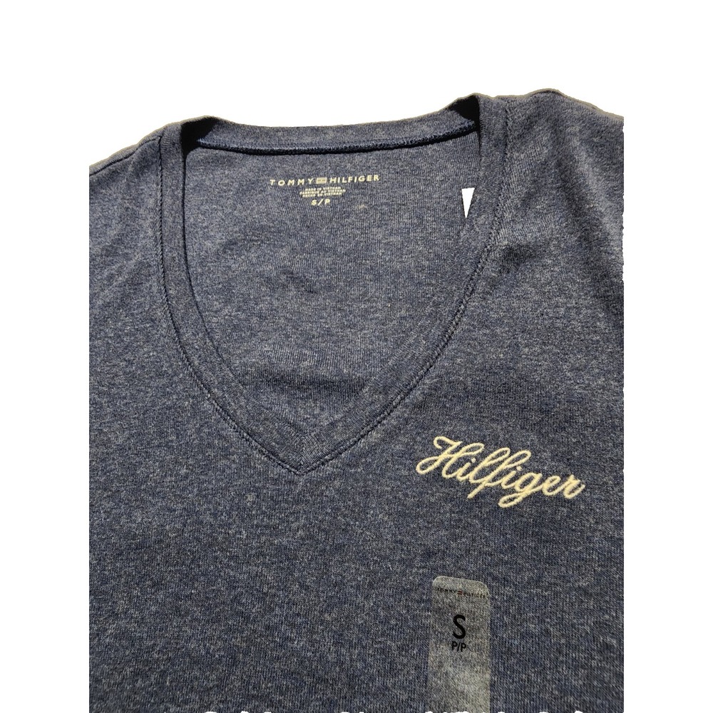 Tommy Hilfiger Women's T-shirt V-neck Long Sleeve Size Small Blue New - Picture 6 of 9